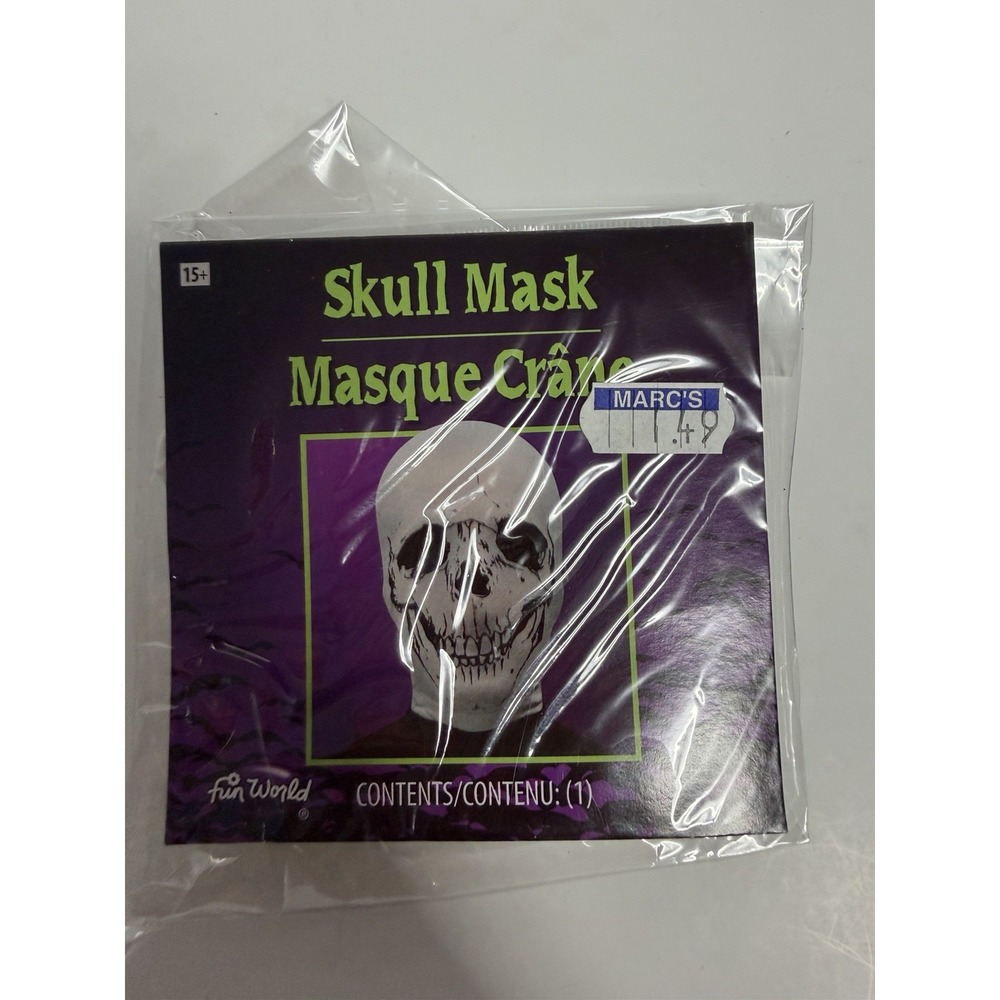 Fun World Halloween Horror Skull Skeleton Stocking Mask, White, One-Size